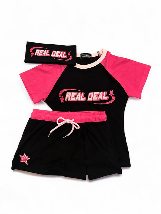 Real Deal 3-Piece Cotton Set (Top + Shorts + Headband)