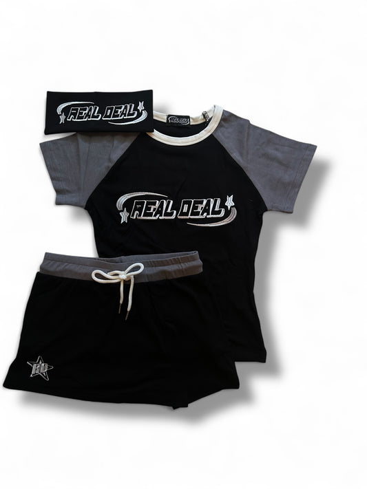 Real Deal 3-Piece Cotton Set (Top + Shorts + Headband)